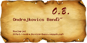 Ondrejkovics Benő névjegykártya